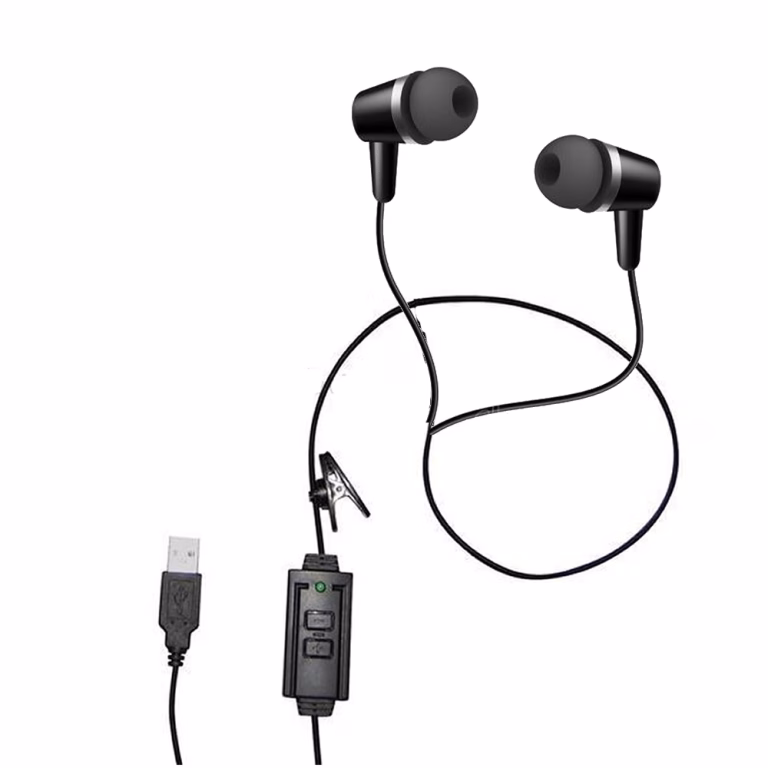 USB-In-Ear-Kopfhörer für Transkription – Produktansicht